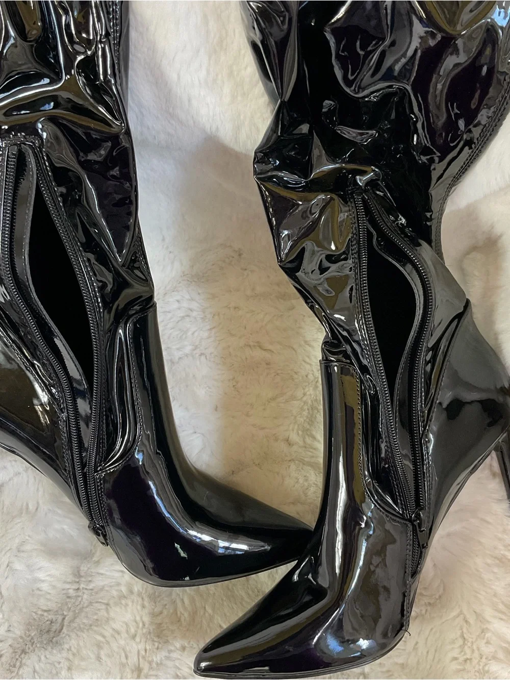 New Steve Madden Viktory Black Patent Pointed-Toe Over the Knee Boots Size 8.5M